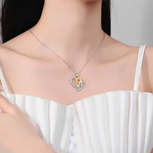 Sunflower Pendant With Double-layer Engraved Characters Sunflower Necklace Love Small And Fresh Trendy Collarbone Chain