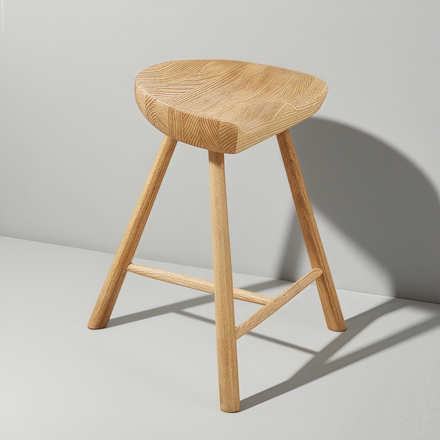 Wholesales Coffee Shop Cafe Furniture Vintage Round Wood Bar Stool Solid Ash Wooden Stool Without Backrest
