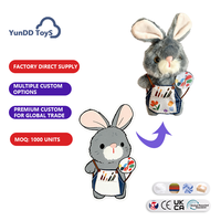 Porte-clés en peluche lapin rose doux et mignon avec illustration personnalisée, porte-clés lapin de dessin animé personnalisé pour la décoration de sac à dos