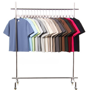 T-shirt vierge unisexe de haute qualité en coton épais, coupe oversize, pour hommes, avec logo en relief, vente en gros - Product Image 2