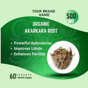 100% Capsules de racine d'Akarkara biologiques pures Soutien à base d'huile de culture sauvage pour un système nerveux sain Direct India Private Label - Product Image 2