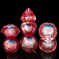 Ensemble de dés en résine découpée DND avec yeux mobiles, 7 pièces, dés polyédriques pour jeu de table Dungeons & Dragons, dés réalistes avec yeux sanglants
