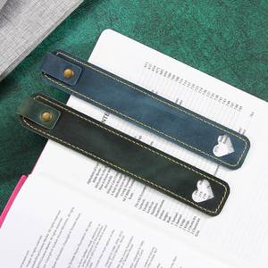 Full-Grain Cowhide Book Marker Minimalist <b>Bookmark</b> Heart Hollow Design Book Page Holder Promotional Gift for Student Teacher - Product Image 1