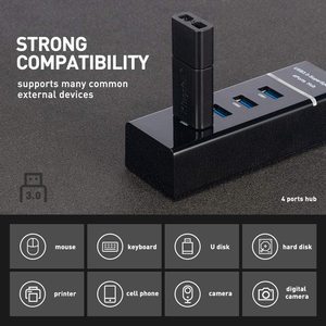 Adaptateur de câble haute vitesse super rapide à 4 ports, hub USB 3.0 pour <span class=keywords><strong>PS4</strong></span> <span class=keywords><strong>Slim</strong></span>/Pro, ordinateur portable, PC, plastique - Product Image 4