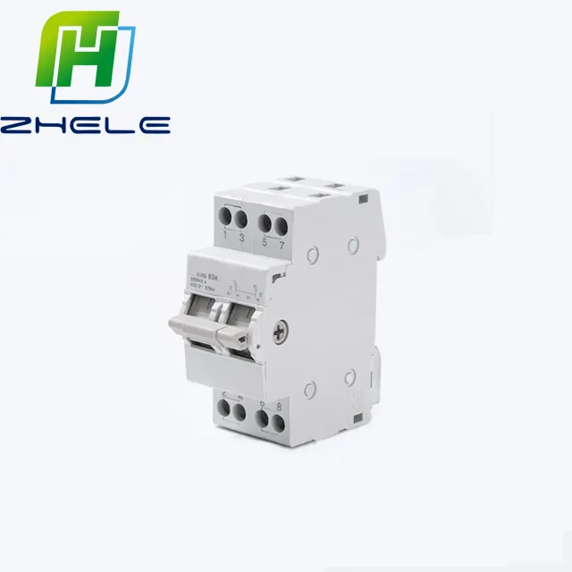 Dual Power Automatische Handmatige Overdracht Schakelaar 2P 2 Polen 63A Modulaire Dual Power Manual Transfer Switch Rail Type