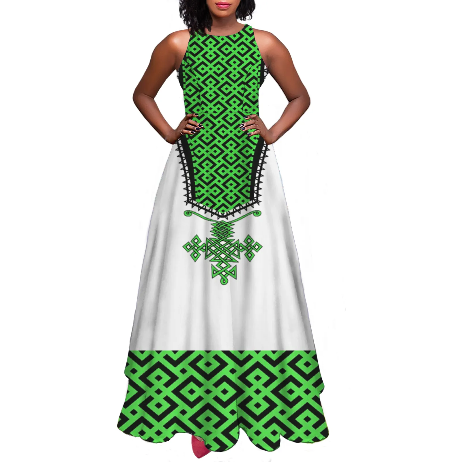 بيع بالجملة رخيصة تصميم اثيوبيا فستان طويل أنيق أبيض للنساء فساتين سهرة عالية الجودة فستان اثيوبي عتيق