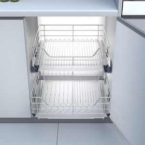 Modern Design Stainless Steel Chrome Plated Modular 3-Sided Waterproof Eco-Friendly Kitchen <b>Basket</b> <b>Soft</b> Close Slide <b>Storage</b> Kitc - Product Image 1