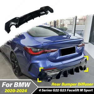 Pour Série 4 G22 G23 Facelift M Sport 2020 2021 2022 2023 2024 Kit de modification du diffuseur de pare-chocs arrière et du becquet arrière automobile - Product Image 1