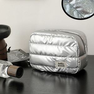 Hot Selling Travel Large Capacity Pouch Zipper Custom Logo <b>Makeup</b> Bag Skincare Storage Soft <b>Case</b> Puffer Quilted Cosmetic Bags - Product Image 2