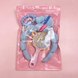 Ensemble beauté Nuage Bleu 6 pièces : <span class=keywords><strong>Bandeau</strong></span> de spa, Brosse démêlante, Chouchous en satin, Houppette en forme de cœur, Éponge de maquillage en forme de gourde - Product Image 5