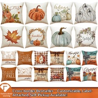 Herbstliche Thanksgiving-Kürbis-Dekokissenhülle aus Polyester mit PP-Baumwollfüllung für Wohnzimmer-Sofakissen