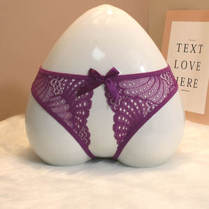 Tanga seductora con <span class=keywords><strong>entrepierna</strong></span> abierta para <span class=keywords><strong>mujer</strong></span>, nueva ropa interior Sexy con lazo de encaje de tiro bajo que no se quita, talla única, teñida - Product Image 4