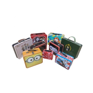 Custom printed food grade hinged metal tin lunch box bento tin lunch tool box with handle