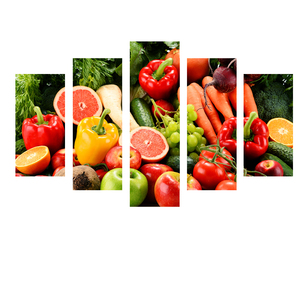 Gambar Seni Dinding Musim Semi Lukisan Kanvas Berbingkai 5 Panel Cetak Buah untuk Dapur Gambar Seni Dinding Dekorasi Rumah Ruang Tamu - Product Image 5