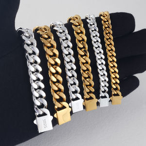 24K 골드 도금 마이애미 커브 스퀘어 컷 쿠바 링크 체인 비 변색 방수 보석 8mm 10mm 12mm 쿠바 목걸이 남성용 여성용 - Product Image 3