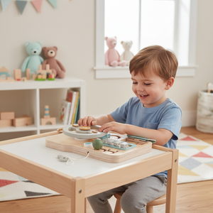 PMZ1257 Tavola delle Attività Montessori in Legno, Giocattolo Educativo Sensoriale con Volante <span class=keywords><strong>per</strong></span> <span class=keywords><strong>Bambini</strong></span> dai <span class=keywords><strong>5</strong></span> ai 7 <span class=keywords><strong>Anni</strong></span> - Product Image 1