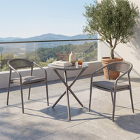 Ensemble bistrot rond en rotin PE pour extérieur, 3 pièces, structure en acier thermolaqué, table et chaises pour jardin, balcon