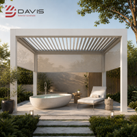 Pergola bioclimatique motorisée en aluminium avec toit ouvrant à lames orientables pour jardin, personnalisable