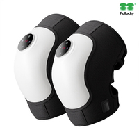 Masseur électrique noir pour les genoux FULLUCKY, réglable, avec design enveloppant, chauffage infrarouge, panneau tactile pour soulager les douleurs au cou et aux jambes, 5 boutons