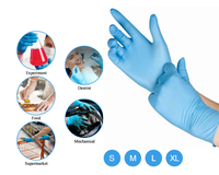 Gants en nitrile, produit de qualité, bon marché, bleu, poudre, essai gratuit de la chine, pièces