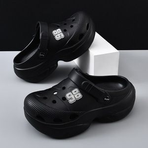 Sabots en EVA pour hommes, semelle intermédiaire en caoutchouc, semelle épaisse, talon de 5 cm, creux, respirant, anti-odeur, chaussures d'eau pour extérieur et plage, en stock, marque privée - Product Image 3