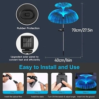Lampu Taman LED Solar IP65 Tahan Air Bentuk Ubur-ubur Dekorasi Kembang Api Lanskap Luar Ruangan Berubah Warna