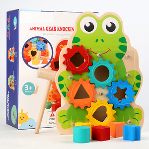 Giocattoli per la prima educazione dei bambini gioco di abbinamento colore cognizione <span class=keywords><strong>puzzle</strong></span> giocattoli attrezzatura in legno bussare tavolo giocattolo Montessori - Product Image 6