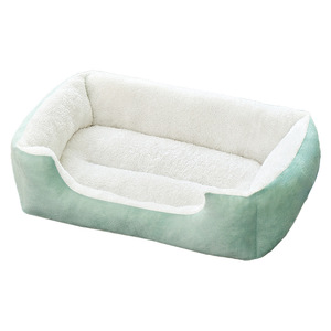 Thickened Warm <b>Dog</b> <b>Bed</b> Rectangle Green Gray Polyester Fiber Fill Hand Wash For <b>Small</b> Medium <b>Dogs</b> Winter Spring Autumn - Product Image 1
