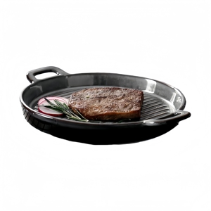 Sartén Redonda de Hierro Fundido, Sartén Acanalada Reversible con <span class=keywords><strong>Doble</strong></span> Asa, Utensilios de Cocina <span class=keywords><strong>para</strong></span> Exteriores, Estufa Eléctrica de Gas - Product Image 5