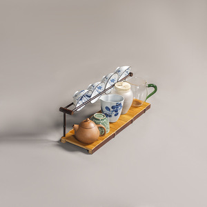 Handmade Bamboo <b>Teacup</b> Rack Oval Drain Rack For Tea Set Accessories Storage Kitchenware Beverage Utensils - Product Image 3
