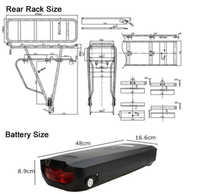 Factory Sales Rear Rack for <b>Ebike</b> Conversion Kits <b>36V</b> 48V 52V Lithium <b>Battery</b> Pack - Product Image 2