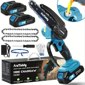 Mini Motosierra de 6 Pulgadas, Potente <span class=keywords><strong>Sierra</strong></span> Eléctrica Inalámbrica Recargable, Portátil, Alimentada por 2 Baterías de 21V para Cortar Madera - Product Image 1