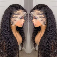 Perruque Lace Front Cheveux Brésiliens Ondulés Effet Mouillé Remy Densité 150% Transparente avec Mèches Brunes Longue Longueur pour Femme