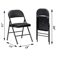 Chaises Pliantes en Acier Métallique Noir avec Assise Rembourrée en Similicuir Souple, Économiques, pour Événements (Vente en Gros)