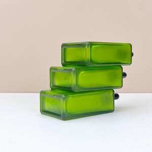 Custom Frosted Green Serum <b>Bottle</b> 15ML 30Ml 50Ml 100Ml Flat Square Rectangle Emulsion Oil <b>Dropper</b> Glass <b>Bottles</b> for Skin Care - Product Image 4