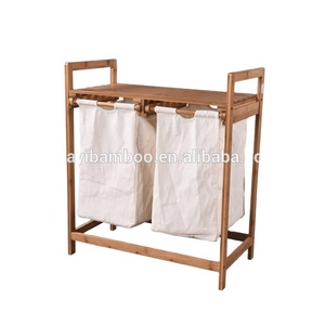 Hộ Gia Đình Mát Bẩn Góc Tre 2 Ngăn Giặt <span class=keywords><strong>Hamper</strong></span> Với Túi - Product Image 2