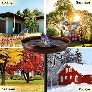 Bain d'oiseau en fer classique bol de bain d'oiseau autoportant avec statue d'oiseau ornements de jardin et décorations - Product Image 2