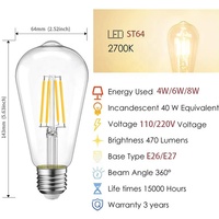Ampoule à Filament LED Edison, Vintage, lumière à intensité réglable, 4W 6W 8W, E26 110V, E27 220V, pas cher, livraison rapide, en Stock, 10 pièces