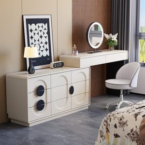Table de maquillage moderne en bois avec miroir et tiroirs, coiffeuse pour chambre à coucher - Product Image 6