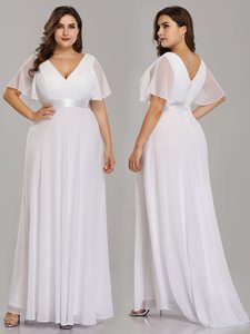 Robes <span class=keywords><strong>de</strong></span> <span class=keywords><strong>Soirée</strong></span> Élégantes <span class=keywords><strong>Ever</strong></span> <span class=keywords><strong>Pretty</strong></span> pour Femmes, <span class=keywords><strong>Robe</strong></span> Longue Trapèze en Chiffon à Double Col V et Volants, Grande Taille - Product Image 3