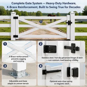 Clôture pour chevaux en PVC, 3 rails, vinyle blanc, résistante à la neige et à la pluie, pour ranch, ferme, extérieur - Product Image 6