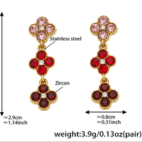 Set Perhiasan Grosir Anting Panjang Model Bunga Keberuntungan Lapis Emas Baja Anti Karat, Anting Hidung India, Kalung, Gelang, dan Cincin