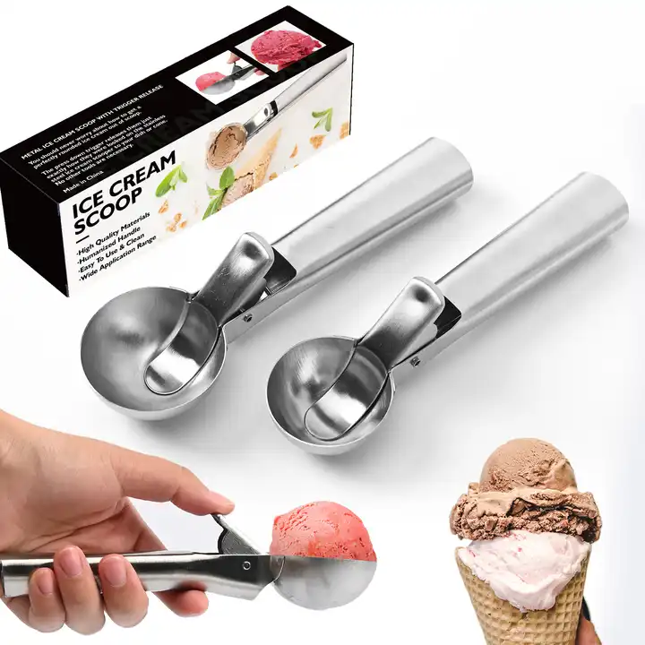 Ice Cream Spoon, Premium Ice Cream Scoop With Trigger, Stainless