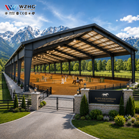 Structure de bâtiment d'arène d'équitation à grande portée avec structure en acier sur mesure et intérieur spacieux pour l'entraînement professionnel