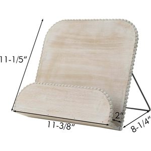 ขาตั้งตำราอาหารพร้อมขอบลูกปัดที่ใส่หนังสือในฟาร์มขาตั้งตำราอาหารสำหรับเคาน์เตอร์ห้องครัวสีขาว - Product Image 1