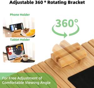 Pliable <span class=keywords><strong>Plateau</strong></span> de service En Bois De <span class=keywords><strong>Bambou</strong></span> Canapé Pratique Petite Table Portable Table Basse Anti-Slip Accoudoir <span class=keywords><strong>Plateau</strong></span> pour Boissons Collation Téléphone - Product Image 3