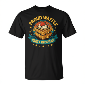 Camiseta retro Proud Waffle Party Recipient, color negro, unisex para adultos - Product Image 2