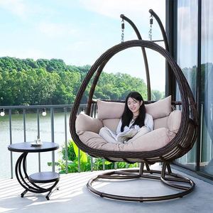 Columpios modernos para patio, mecedora mágica para jardín, silla decorativa de ratán blanco para adultos al aire libre - Product Image 5