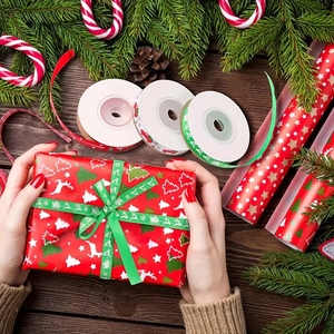 Wholesale Merry <b>Christmas</b> Decoration Ribbon Gift <b>Box</b> Flower Packing Printed Ribbon - Product Image 2