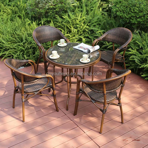 Ensemble table et chaises de bistrot parisien pour 2 truelles de jardin empilables incluses cadre en aluminium et en acier pour parc et cuisine - Product Image 5